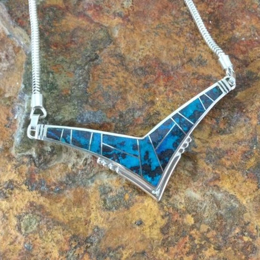 David Rosales Western Skies Inlaid Sterling Silver Necklace