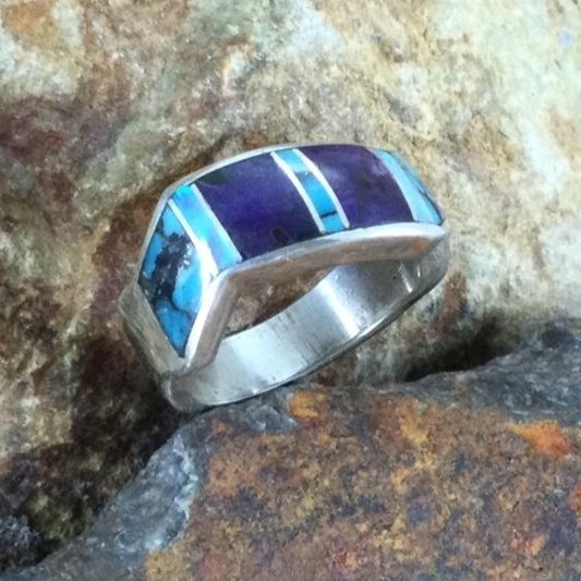 David Rosales Shalako Inlaid Sterling Silver Ring
