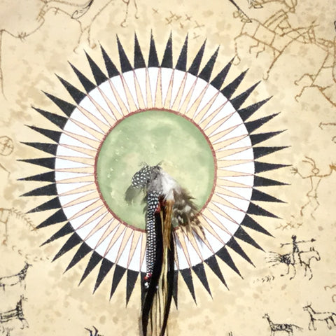 Crow Horse Painting by Laura Mountain on Deer Hide