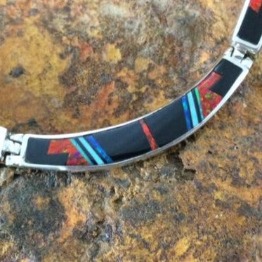 David Rosales Red Moon Fancy Inlay Sterling Silver Necklace