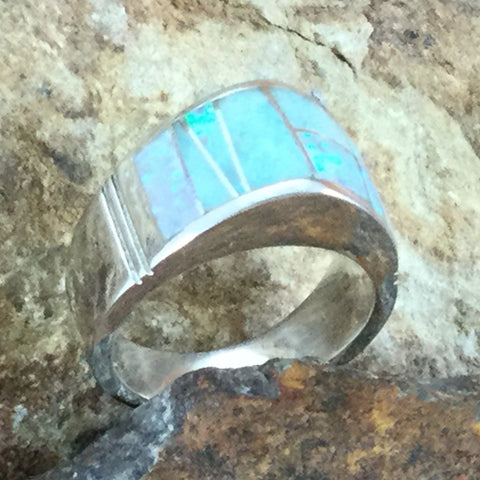 David Rosales Amazing Light Inlaid Sterling Silver Ring