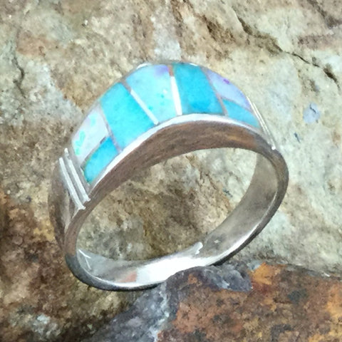 David Rosales Amazing Light Inlaid Sterling Silver Ring