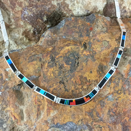 David Rosales Red Moon Inlay Sterling Silver Necklace