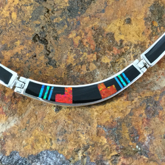 David Rosales Red Moon Inlay Sterling Silver Necklace