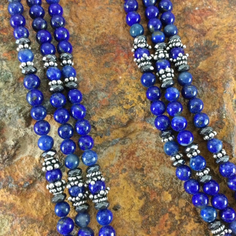 David Rosales Lapis Sterling Silver Beaded Necklace