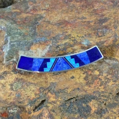 David Rosales Blue Sky Fancy Inlaid Sterling Silver Pendant Slide