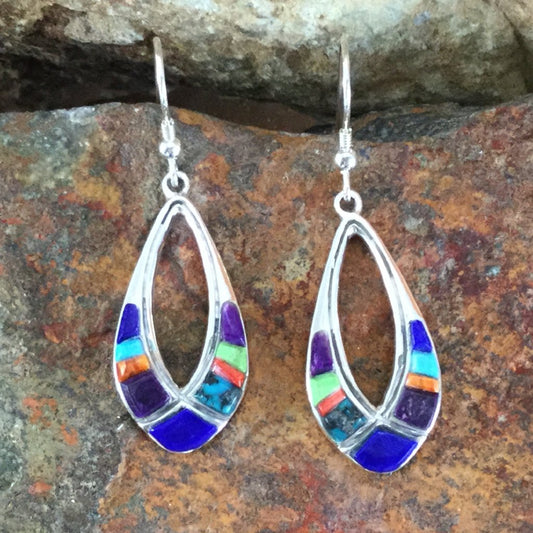 David Rosales Indian Summer Inlaid Sterling Silver Earrings
