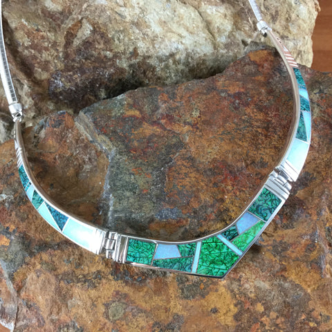 David Rosales Rio Verde Inlaid Sterling Silver Necklace