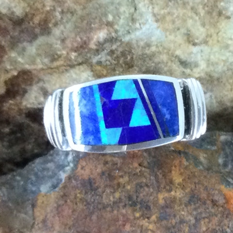 David Rosales Blue Sky Inlaid Sterling Silver Ring