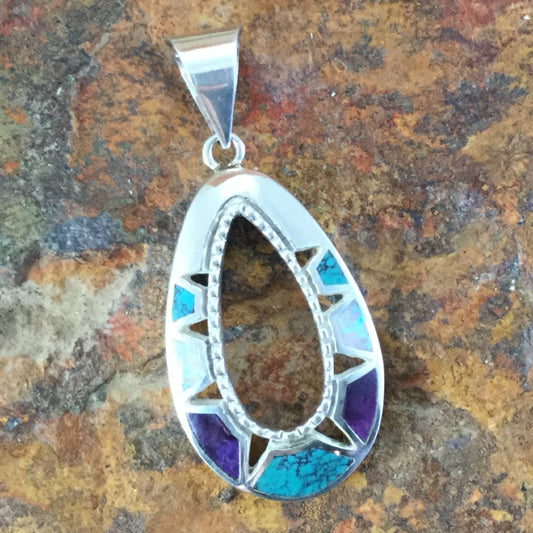 David Rosales Shalako Inlaid Sterling Silver Pendant