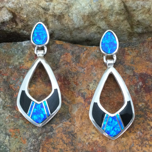David Rosales Black Beauty Inlaid Sterling Silver Earrings