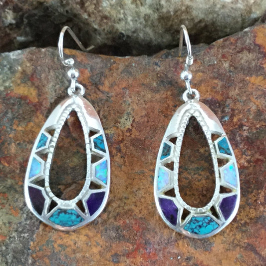 David Rosales Shalako Inlaid Sterling Silver Earrings