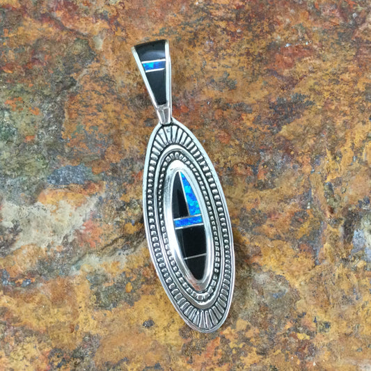 David Rosales Black Beauty Inlaid Sterling Silver Pendant