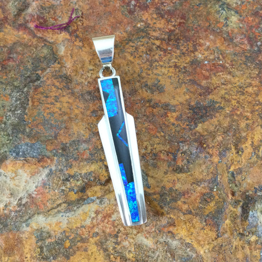David Rosales Black Beauty Inlaid Sterling Silver Pendant