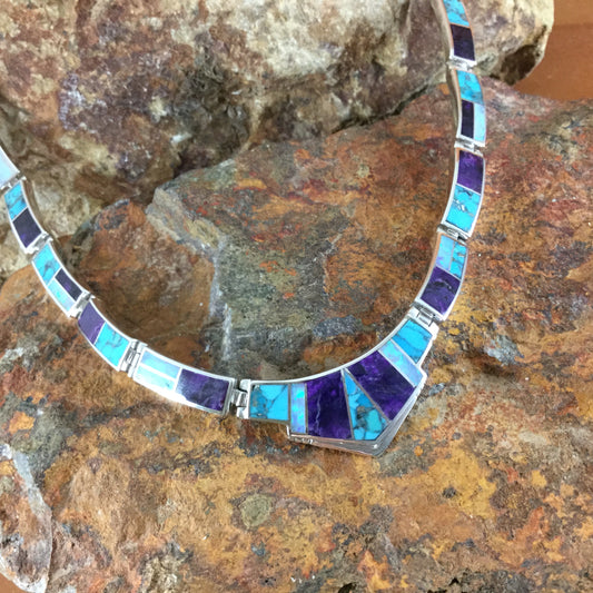 David Rosales Shalako Inlaid Sterling Silver Necklace