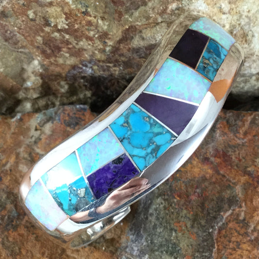 David Rosales Shalako Inlaid Sterling Silver Bracelet
