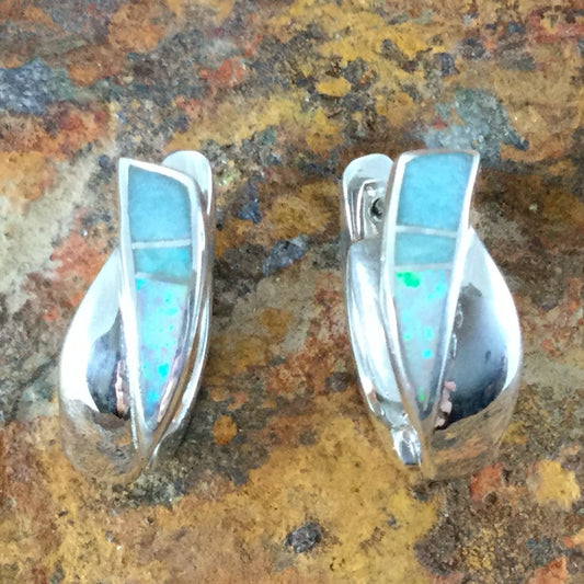 David Rosales Amazing Light Inlaid Sterling Silver Earrings