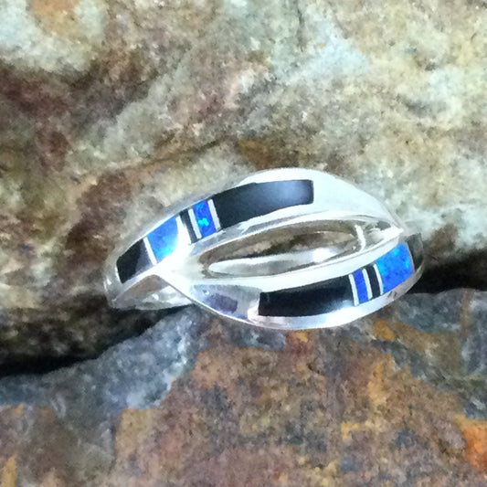 David Rosales Black Beauty Fancy Inlaid Sterling Silver Ring