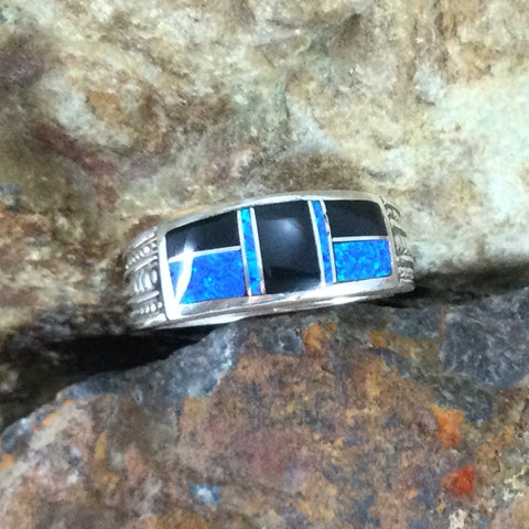 David Rosales Black Beauty Inlaid Sterling Silver Ring
