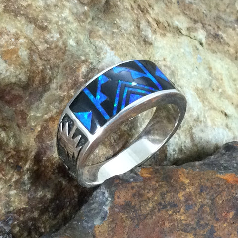 David Rosales Black Beauty Fancy Inlaid Sterling Silver Ring