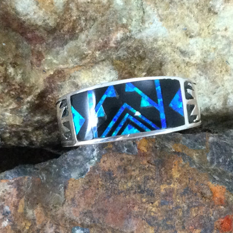 David Rosales Black Beauty Fancy Inlaid Sterling Silver Ring