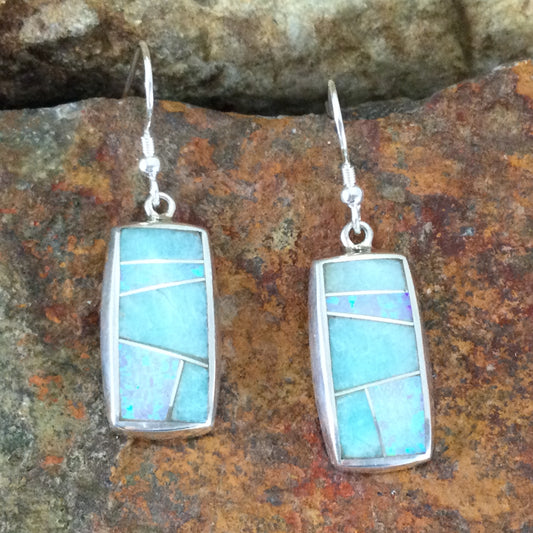 David Rosales Amazing Light Inlaid Sterling Silver Earrings