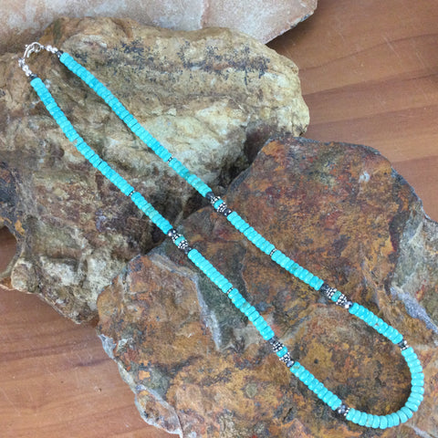 David Rosales Arizona Blue Kingman Turquoise Beaded Necklace