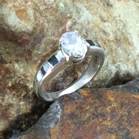 David Rosales Amazing White Buffalo Sterling Silver Ring w/ Cubic Zirconia