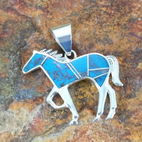 David Rosales Western Skies Inlaid Sterling Silver Pendant Horse