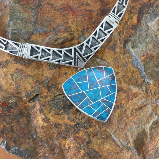 David Rosales Western Skies Inlaid Sterling Silver Necklace