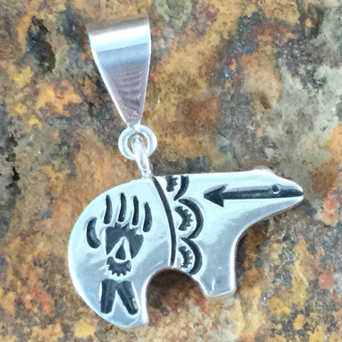 Sterling Silver Pendant -- Bear Reversible by Norman Woody