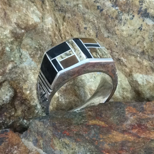 David Rosales Native Earth Inlaid Sterling Silver Ring