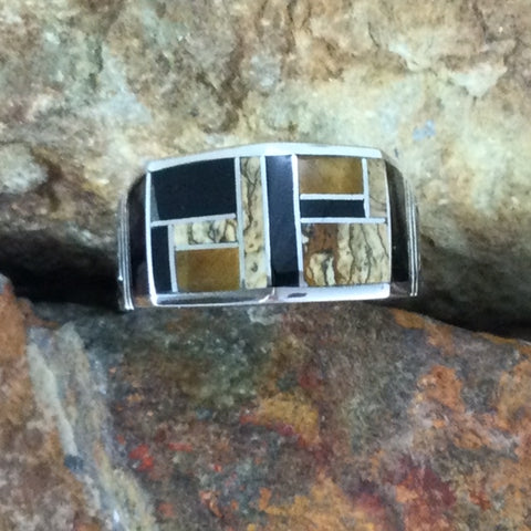 David Rosales Native Earth Inlaid Sterling Silver Ring