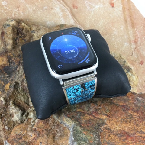 Ithica Peak Turquoise Inlaid Sterling Silver Watch Band for Apple Watch