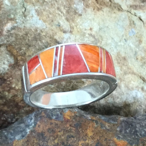 David Rosales Desert Fire Inlaid Sterling Silver Ring
