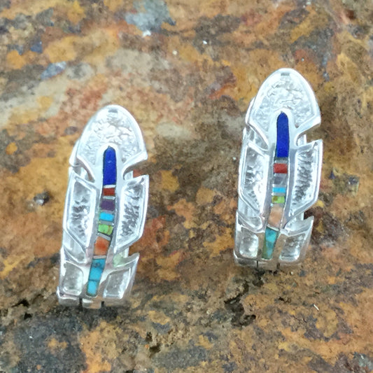 David Rosales Indian Summer Inlaid Sterling Silver Earrings