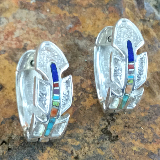 David Rosales Indian Summer Inlaid Sterling Silver Earrings