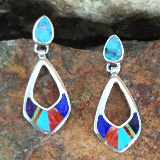David Rosales Indian Summer Inlaid Sterling Silver Earrings