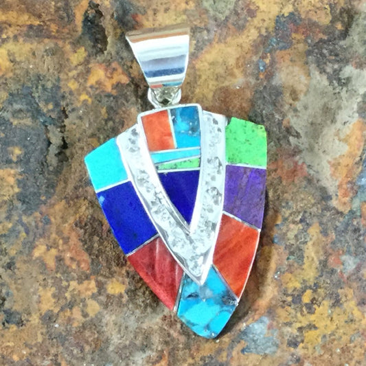 David Rosales Indian Summer Inlaid Sterling Silver Pendant