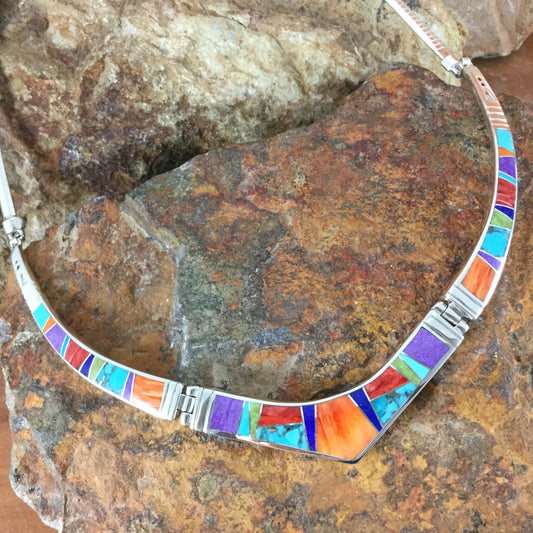 David Rosales Indian Summer Inlaid Sterling Silver Necklace