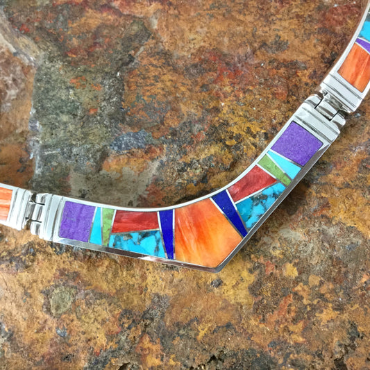 David Rosales Indian Summer Inlaid Sterling Silver Necklace