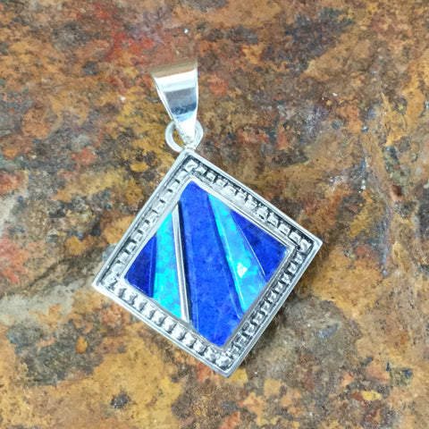 David Rosales Blue Sky Cobble Inlaid Sterling Silver Pendant