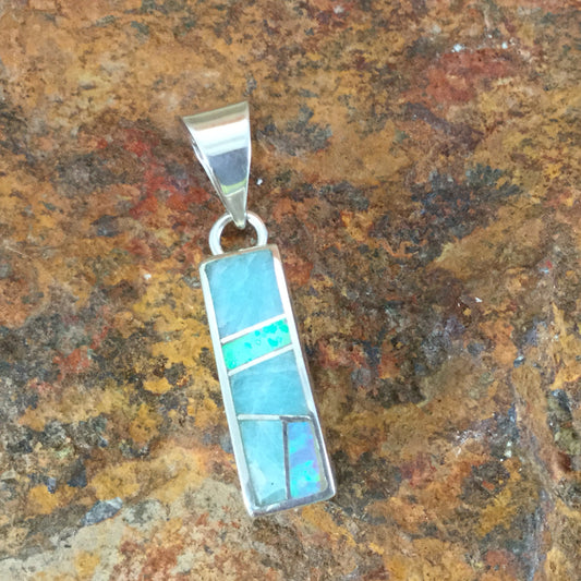 David Rosales Amazing Light Inlaid Sterling Silver Pendant