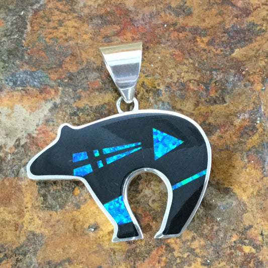 David Rosales Black Beauty Inlaid Sterling Silver Pendant