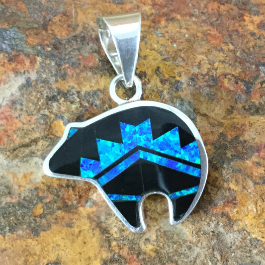 David Rosales Black Beauty Inlaid Sterling Silver Pendant