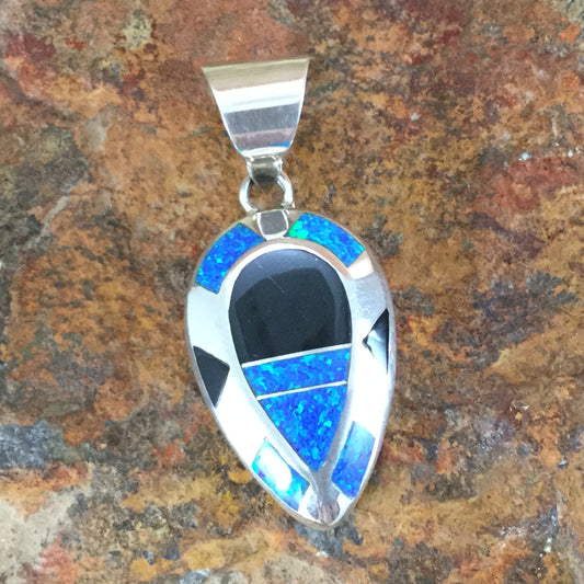 David Rosales Black Beauty Inlaid Sterling Silver Pendant