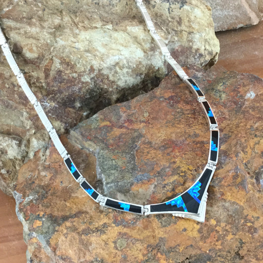 David Rosales Black Beauty Fancy Inlay Sterling Silver Necklace