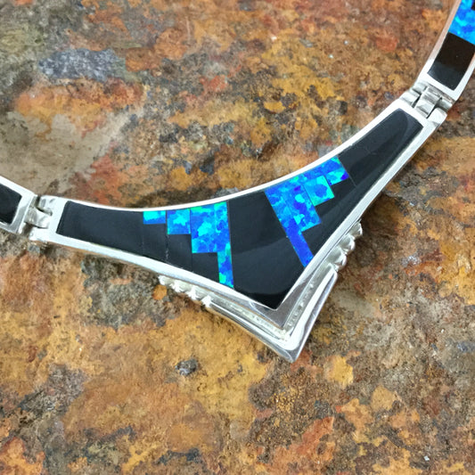 David Rosales Black Beauty Fancy Inlay Sterling Silver Necklace