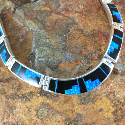David Rosales Black Beauty Inlaid Sterling Silver Necklace