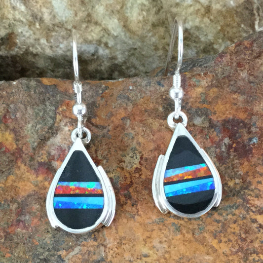 David Rosales Red Moon Inlaid Sterling Silver Earrings